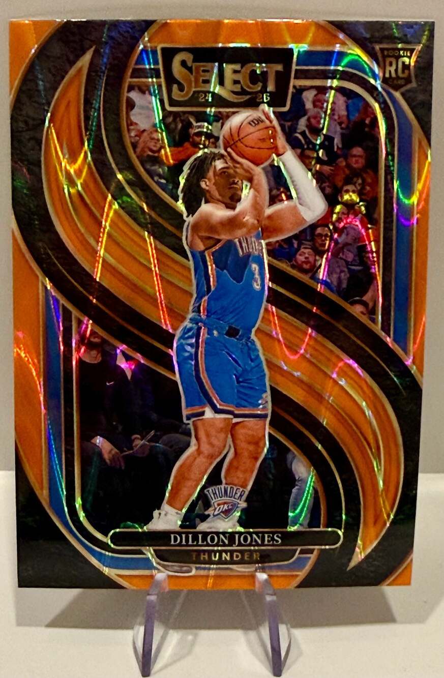 Dillon Jones 2024-25 Panini Select Premier Level Orange Rookie Card OKC Thunder